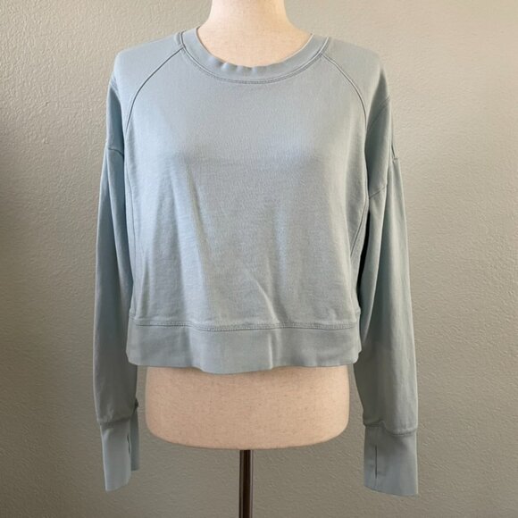 Sweaty Better Light Blue Organic Cotton After Class Cropped Sweatshirt | Medium - Picture 1 of 9